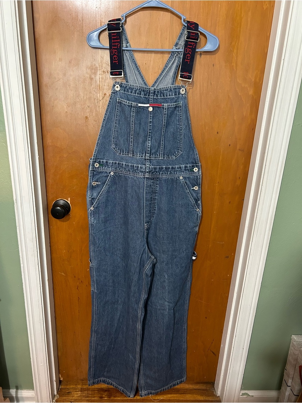 ⁠Vintage 90s Tommy Hilfiger Denim Overalls Medium